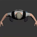 3D Character Rendering Headless Design Black Vest White Tshirt Blue Jeans Gray Background