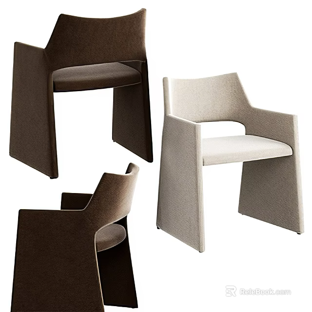 Modern Accent Chairs With Beige And Brown Upholstery For Comfortable Leisure Seating 3d model 