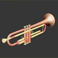 Golden Brass Trumpet with Shiny Keys and Reflection as Household Decorative Item