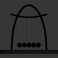 Modern Decorative Ornament Set With Black Arched Frame Hanging Metal Balls And Circular Base