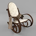 Cozy Leisure Rocking Chair With Wooden Frame Patterned Fabric And Armrest Blanket