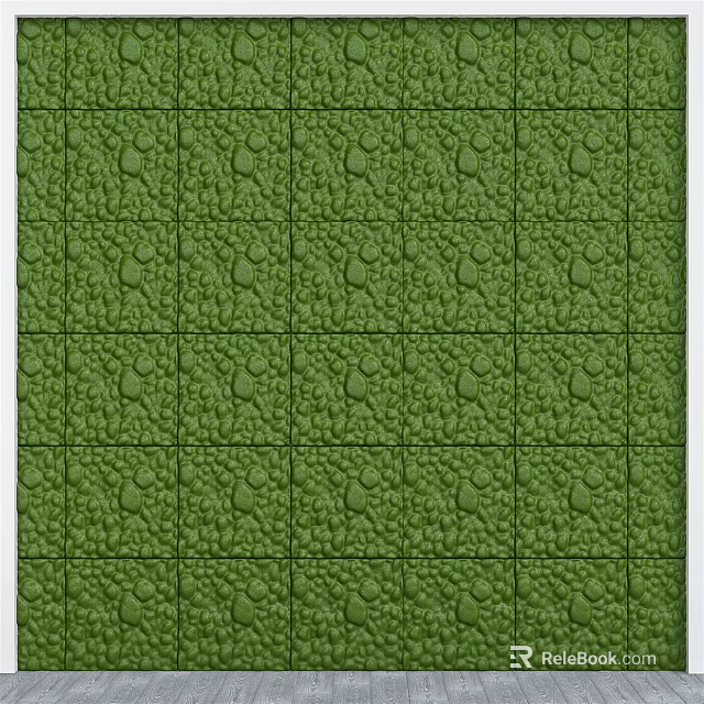 Green Textured Background Wall With Square Pattern For Home Interior Design 3d model 