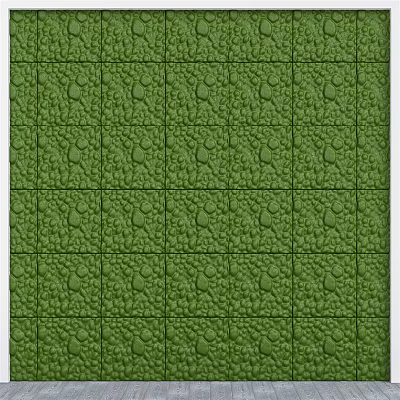 Green Textured Background Wall With Square Pattern For Home Interior Design 3d model