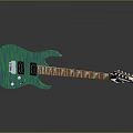 Green Electric Guitar With Wood Grain Body And Brown Neck Pickups Tuning Knobs