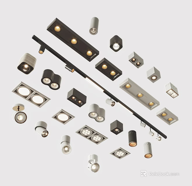 Modern Downlights And Spotlights With Various Styles For Ceiling Lighting 3d model