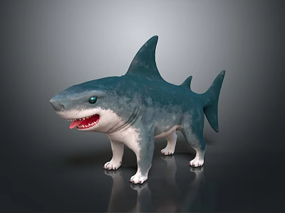 Blue And White Shark As Aquatic Animal With Open Mouth And Legs 3d model Blue And White Shark As Aquatic Animal With Open Mouth And Legs 3d model
