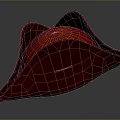 Red Velvet Tricorn Hat With Textured Surface Stylish Wearable Accessory