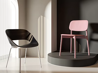 Leisure Chairs Modern Minimalist Design With Black And Pink Colors In Bright Interior 3d model