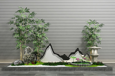 New Chinese Gardening Sits Gardening Sits Landscape 3d model