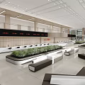 Modern Service Hall With Spacious Waiting Area And Counters 3d model