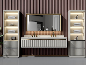 Modern wash basin wash basin bathroom cabinet combination 3d model