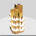 Wooden Wine Cabinet With Hexagonal Shelves Displaying Wine Bottles Modern Design