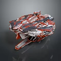 Detailed Futuristic Sci-Fi Spaceship 3D Model With Red White Design And Complex Armor 3d model