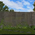 Beautiful Garden Yard With White Picket Fence Green Lawn And Stone Stepping Stones