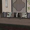New Chinese-style three-person sofa 3d model
