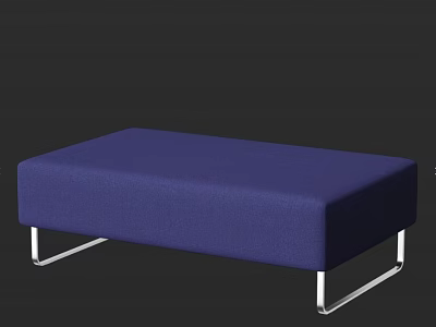 Modern Blue Fabric Upholstered Sofa Bench With Metal Legs For Living Space 3d model