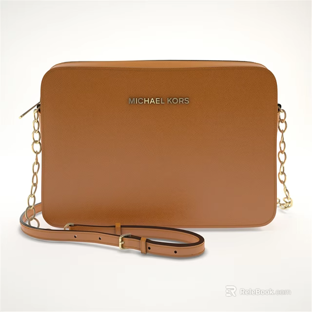 Michael Kors Brown Crossbody Bag With Chain And Leather Straps 3d model 