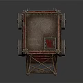 Ancient Siege Tower Model With Wooden Structure Wheels Ladder And Rope Details