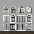 French curved windows French curved casement windows French glass windows 3d model