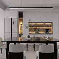 Modern Restaurant Interior Design With Black Dining Table White Chairs And Decorative Plants