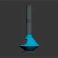 Modern Outdoor Heater Structure With Blue Conical Base And Gray Chimney