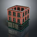 Red Brick Building With Multiple Floors And Ground Floor Glass Storefront Windows