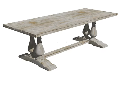 Vintage Wooden Desk With Natural Wood Grain And Carved Legs Sturdy Base 3d model
