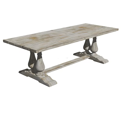 Vintage Wooden Desk With Natural Wood Grain And Carved Legs Sturdy Base 3d model
