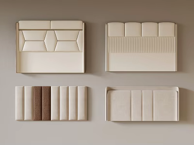 Modern Upholstered Wall Panels with Various Design Styles in Beige Brown Tones 3d model