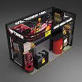 HI-TIGER Brand Exhibition Booth With Black Red Design Products On Shelves And Tire Decoration