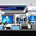 Modern Exhibition Booth With Company Logo Corporate Image Display And Digital Screens