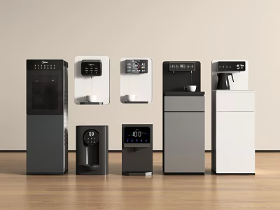 Various Household Appliances with Black White Gray Standing and Compact Designs 3d model