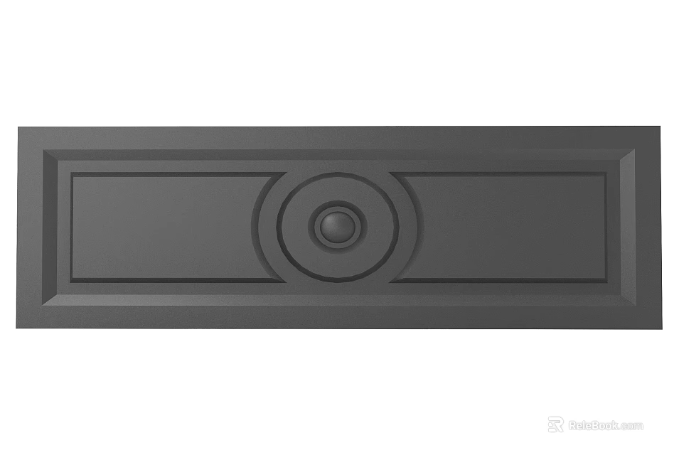 Gray Carved Decorative Panel With Circular Center Design And Rectangular Frame 3d model