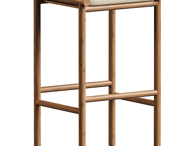 Minimalist Wooden Bar Stool With Comfortable Seat And Sturdy Frame For Kitchen Island 3d model