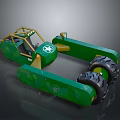 Green Kids Toy Construction Vehicle With Yellow Frame Big Wheels And Front Loader Bucket