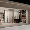 Modern Entrance Hall Interior Featuring Decorative Console Table And Cabinet Lighting 3d model