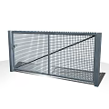 Sturdy Metal Entrance Gate With Grid Design And Support Railings For Security