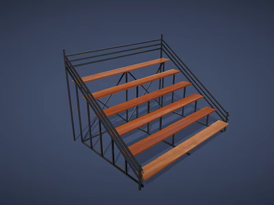 Sturdy Sports Bleachers With Metal Frame And Wooden Steps For Sports Venues 3d model