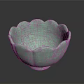 Light Green Petal Shaped Ceramic Sculpture Bowl With Artistic Textured Surface