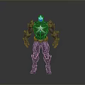 Futuristic Game Character In Black Armored Suit With Blue Glowing Accents