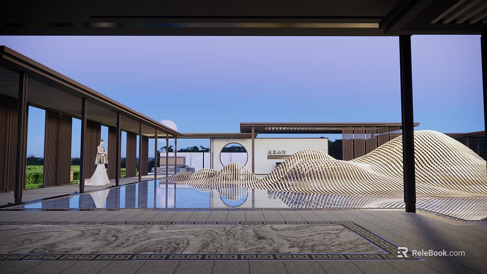 Comfortable Outdoor Lounge Chair with Pool View in Modern Patio Space 3d model 