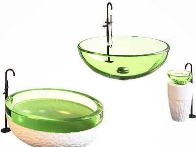 Modern Green Glass Bathtub With Sleek Faucet And Smooth Surface Design 3d model