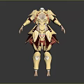 Ornate Golden Armor With Red Accents And Intricate Decorative Details