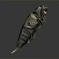 Green And Yellow Metallic Beetle With Textured Exoskeleton On Gray Background