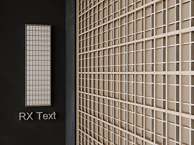Wooden Screen Featuring Lattice Grid Pattern Light Wood Frame Against Dark Background 3d model