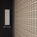 Wooden Screen Featuring Lattice Grid Pattern Light Wood Frame Against Dark Background 3d model
