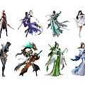 Game and Movie Characters With Diverse Costumes Mythical Weapons and Various Styles