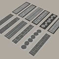 Various Gray Stone Stepping Stones With Textured Patterns Circular Dots And Long Strip Designs 3d model