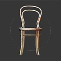 Vintage Curved Wooden Frame Leisure Chair With Light Fabric Padded Seat And Backrest