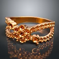 Stylish Golden Ring Featuring Intricate Patterns And Sparkling Embedded Gemstones 3d model